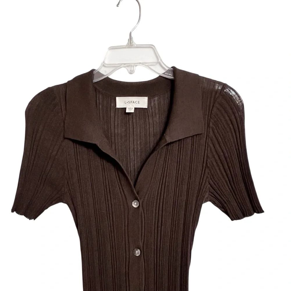Revolve LSpace Undertow Dress Womens L Expresso Brown Stretch Ribbed Knit Maxi - Picture 5 of 11